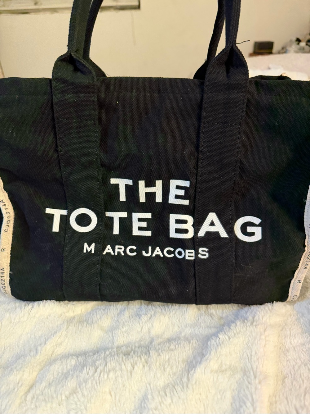Marc Jacobs Black Canvas 'The Tote Bag' with White Logo